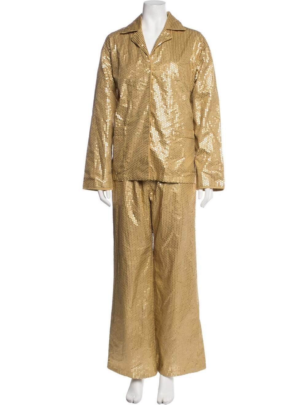 SLEEPER Gold Sequin Pajama Set Size S NWT Retail $410